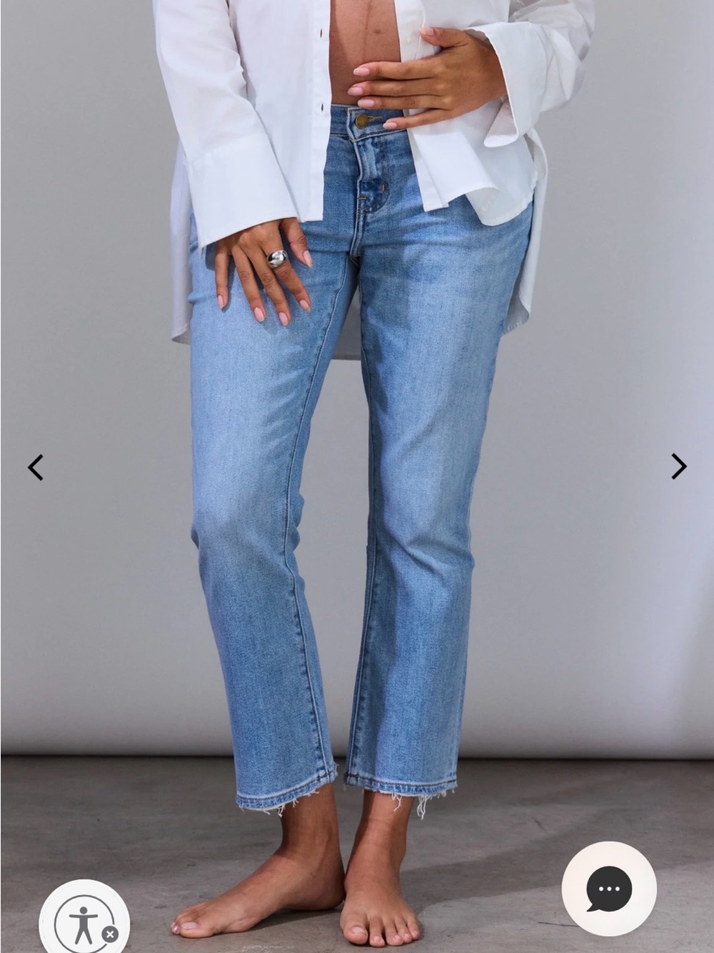 Hatch Light Blue Cropped Straight Jeans - Women
